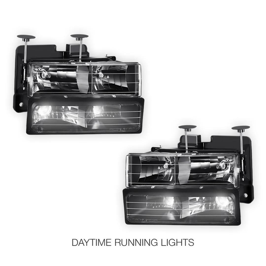 GMC C2500 Suburban SLE / SLT (1992 - 1999) Pick-Up Headlights and Bumper Lamp LH + RH - Image 2