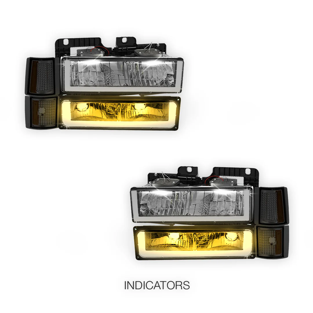 GMC K1500 Suburban SLE / SLT (1994 - 1999) U - LED Bar DRL Headlights LH + RH - Image 3