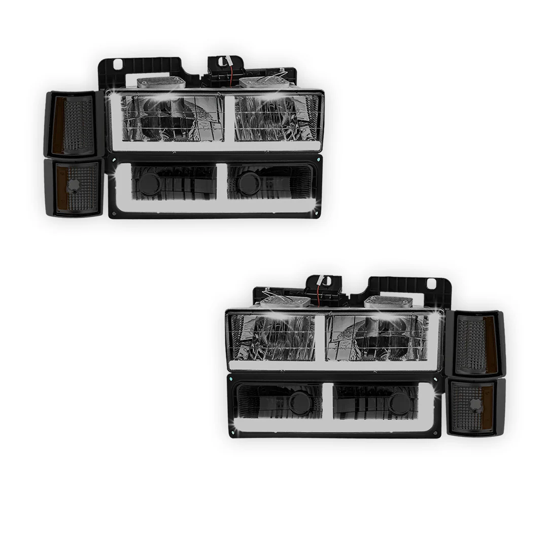 GMC K2500 Cheyenne / Scottsdale / SLE (1994 - 2000) F - LED Bar DRL Headlights LH + RH - Image 6