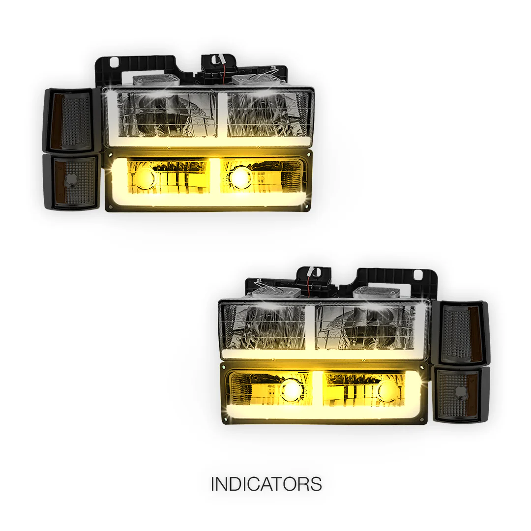 GMC K3500 Cheyenne / Scottsdale / SLE (1994 - 2000) F - LED Bar DRL Headlights LH + RH - Image 3