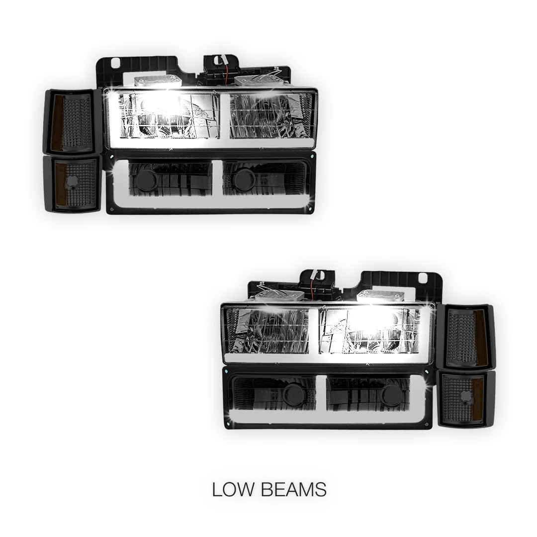 GMC K3500 Cheyenne / Scottsdale / SLE (1994 - 2000) F - LED Bar DRL Headlights LH + RH - Image 4