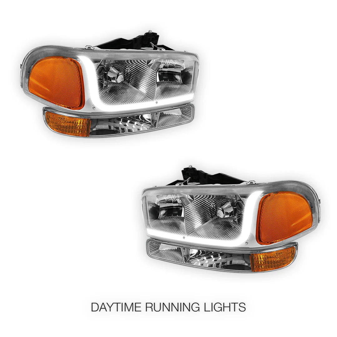 GMC Sierra 1500 SLE / SLE2 / SLT (1999 - 2007) LED DRL Headlights LH + RH - Image 12