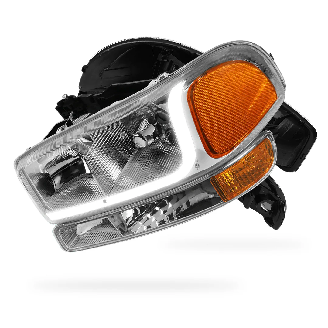 GMC Sierra 1500 SLE / SLE2 / SLT (1999 - 2007) LED DRL Headlights LH + RH - Image 13