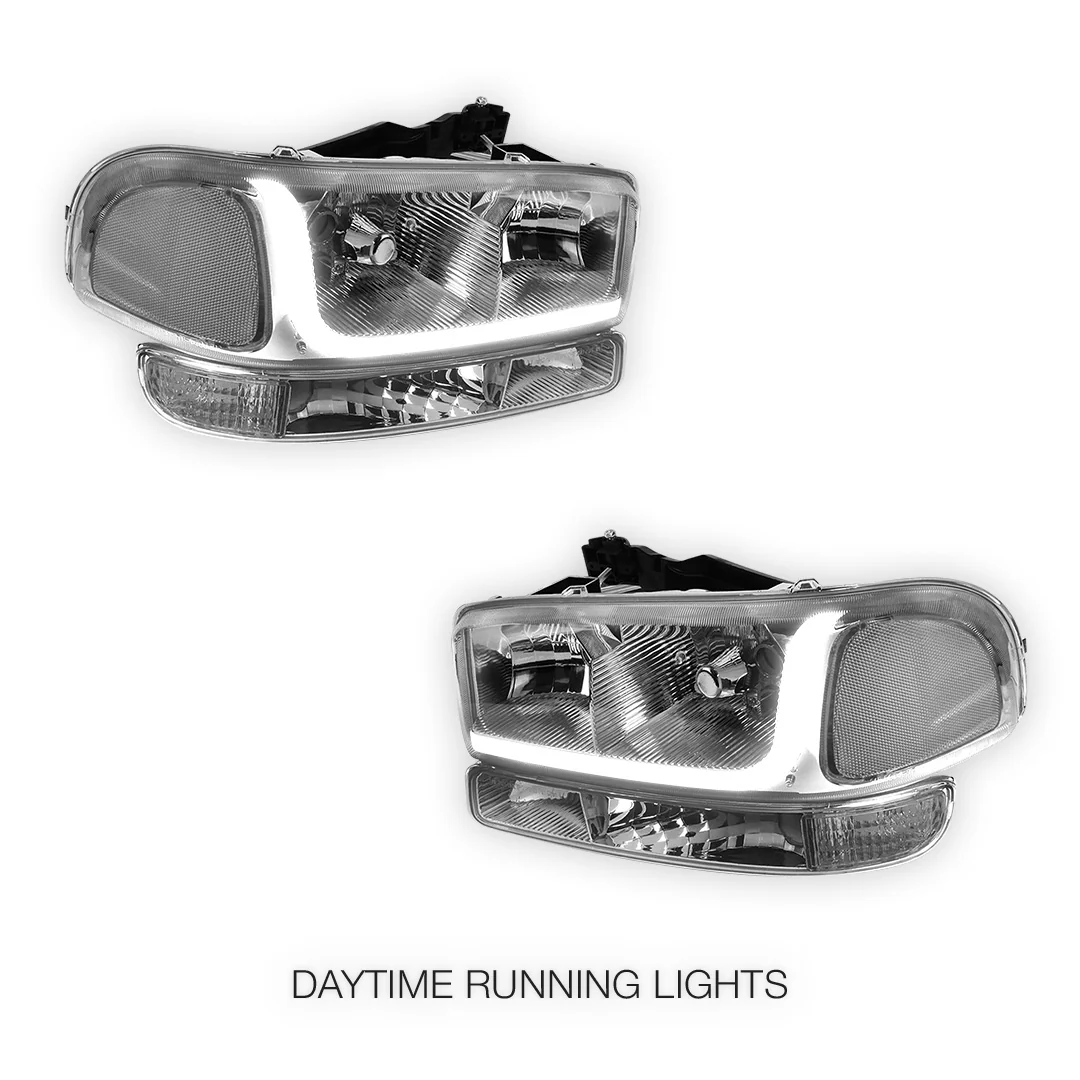 GMC Sierra 1500 SLE / SLE2 / SLT (1999 - 2007) LED DRL Headlights LH + RH - Image 18
