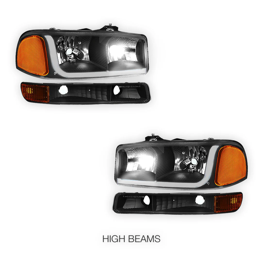 GMC Sierra 1500 SLE / SLE2 / SLT (1999 - 2007) LED DRL Headlights LH + RH - Image 2
