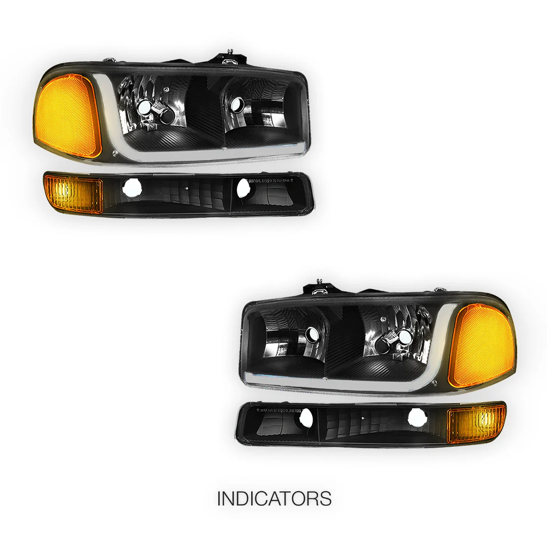 GMC Sierra 1500 SLE / SLE2 / SLT (1999 - 2007) LED DRL Headlights LH + RH - Image 3