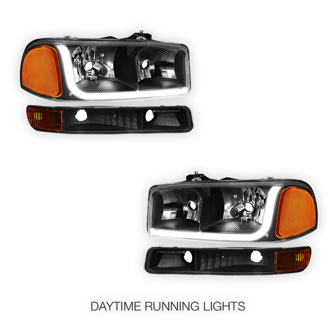 GMC Sierra 1500 SLE / SLE2 / SLT (1999 - 2007) LED DRL Headlights LH + RH - Image 36