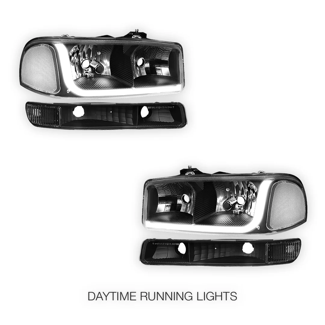 GMC Sierra 1500 SLE / SLE2 / SLT (1999 - 2007) LED DRL Headlights LH + RH - Image 6