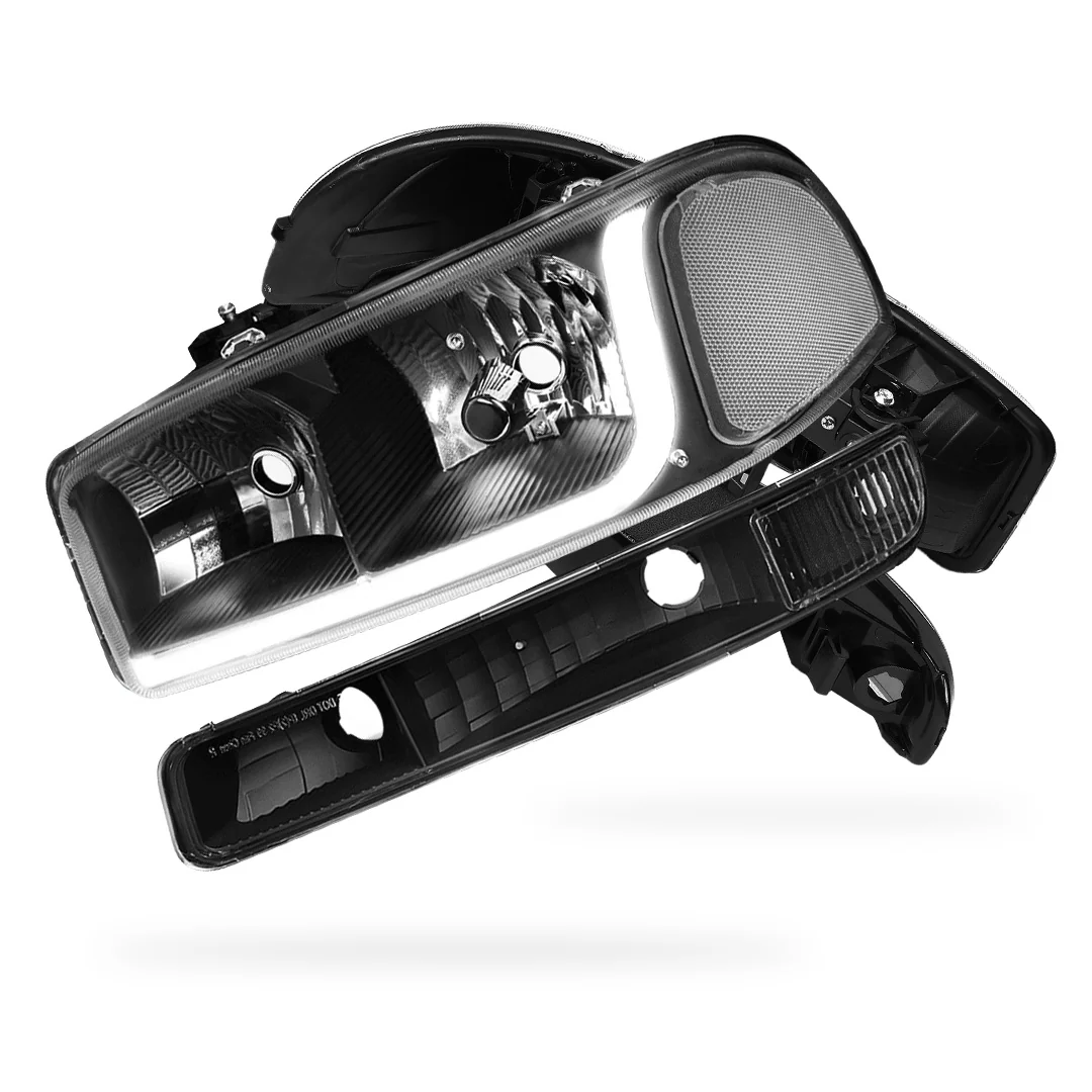 GMC Sierra 1500 SLE / SLE2 / SLT (1999 - 2007) LED DRL Headlights LH + RH - Image 7