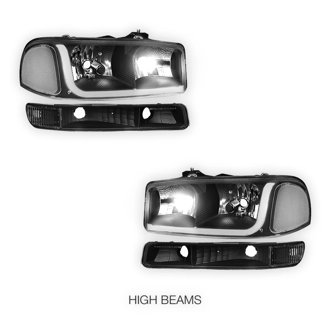 GMC Sierra 1500 SLE / SLE2 / SLT (1999 - 2007) LED DRL Headlights LH + RH - Image 8
