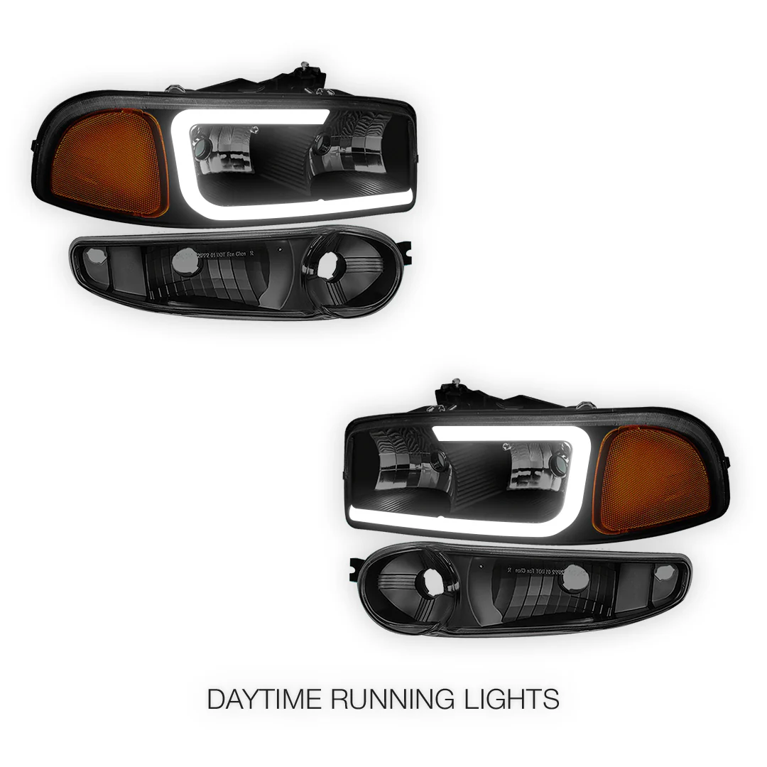 GMC Sierra 1500 SLE / SLE2 / SLT (2002 - 2006) LED DRL Headlights LH + RH - Image 12