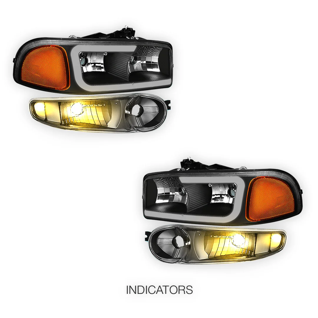 GMC Sierra 1500 SLE / SLE2 / SLT (2002 - 2006) LED DRL Headlights LH + RH - Image 3