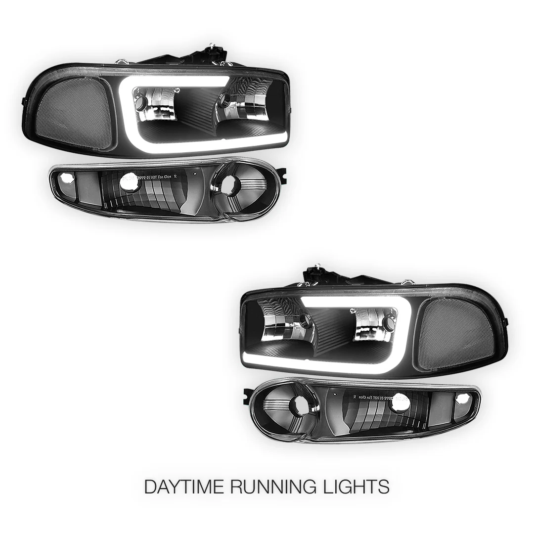 GMC Sierra 1500 SLE / SLE2 / SLT (2002 - 2006) LED DRL Headlights LH + RH - Image 6