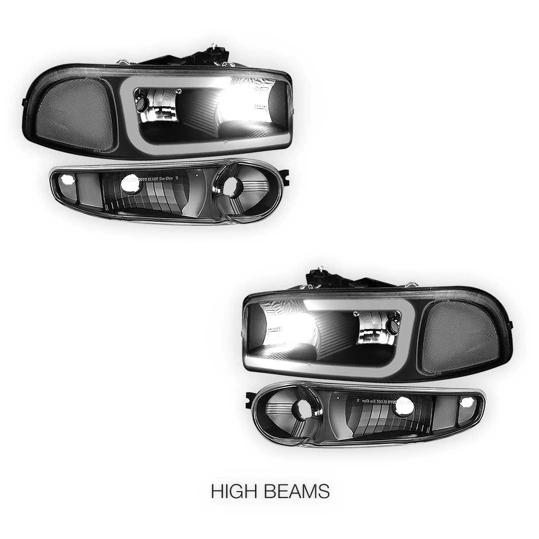 GMC Sierra 1500 SLE / SLE2 / SLT (2002 - 2006) LED DRL Headlights LH + RH - Image 8