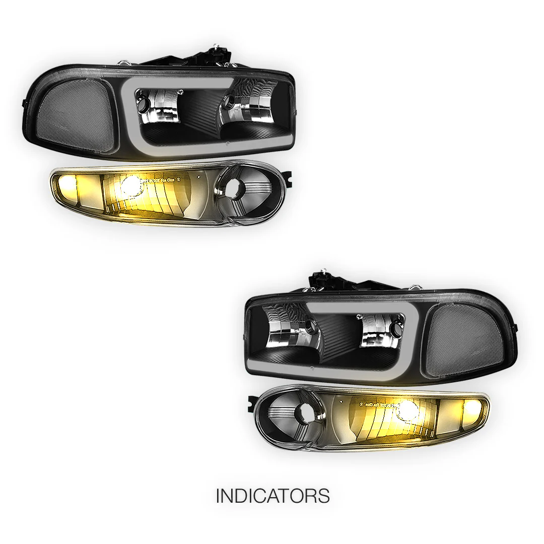 GMC Sierra 1500 SLE / SLE2 / SLT (2002 - 2006) LED DRL Headlights LH + RH - Image 9