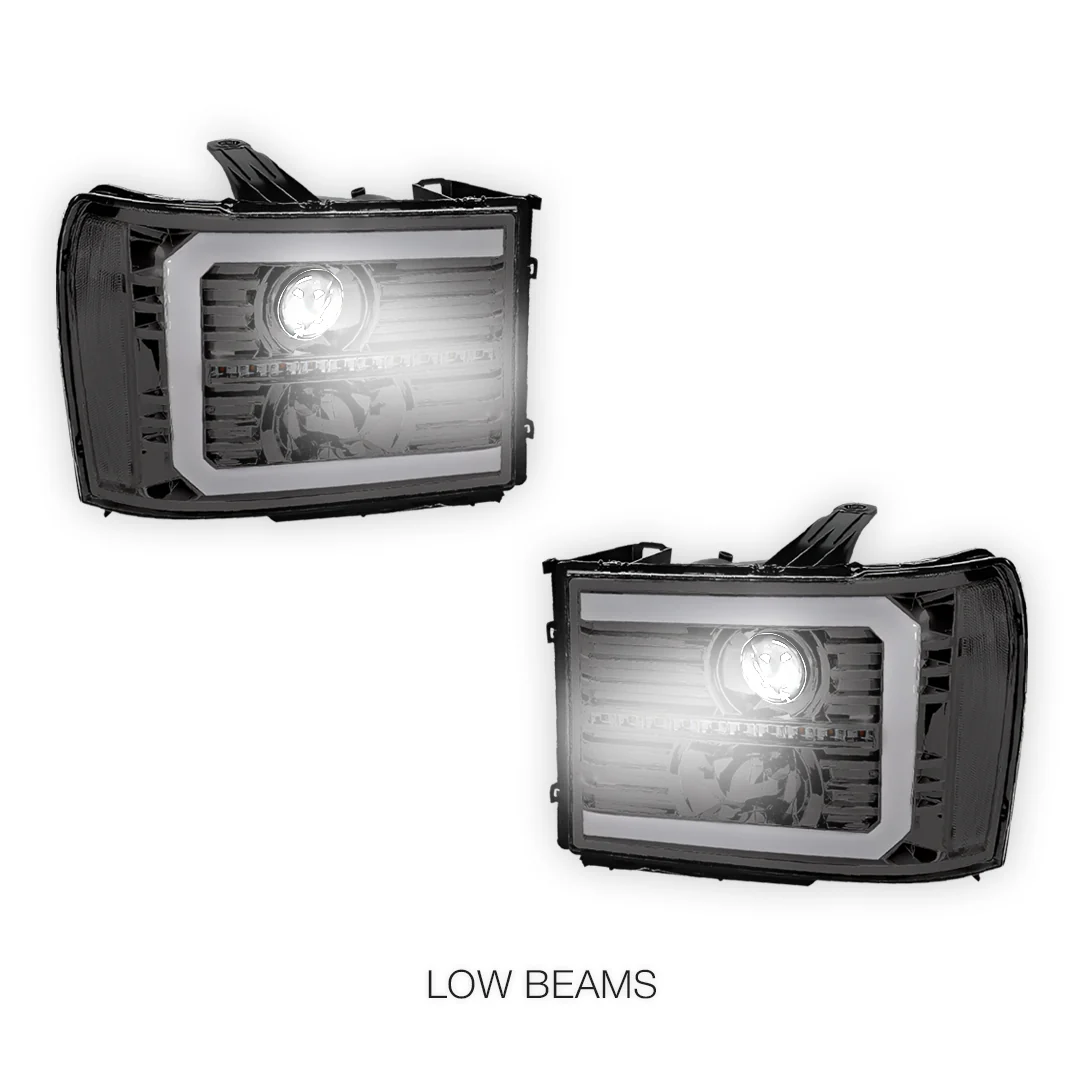 GMC Sierra 2500 Denali / SLE / SLT (2007 - 2014) LED DRL Sequential Signal Projector Headlights LH + RH - Image 11