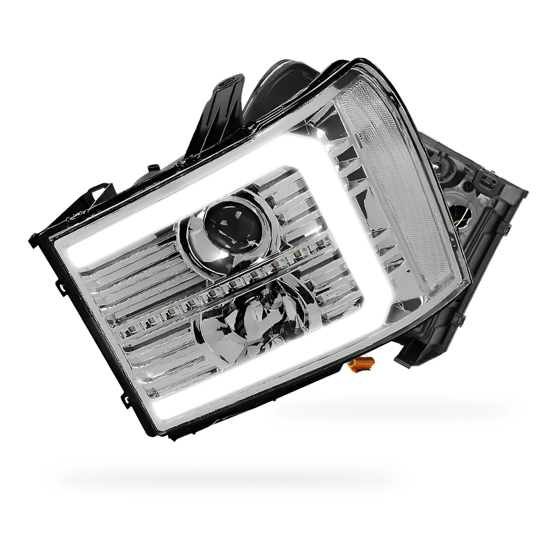 GMC Sierra 2500 Denali / SLE / SLT (2007 - 2014) LED DRL Sequential Signal Projector Headlights LH + RH - Image 13