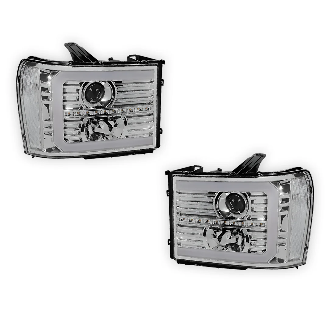GMC Sierra 2500 Denali / SLE / SLT (2007 - 2014) LED DRL Sequential Signal Projector Headlights LH + RH - Image 14