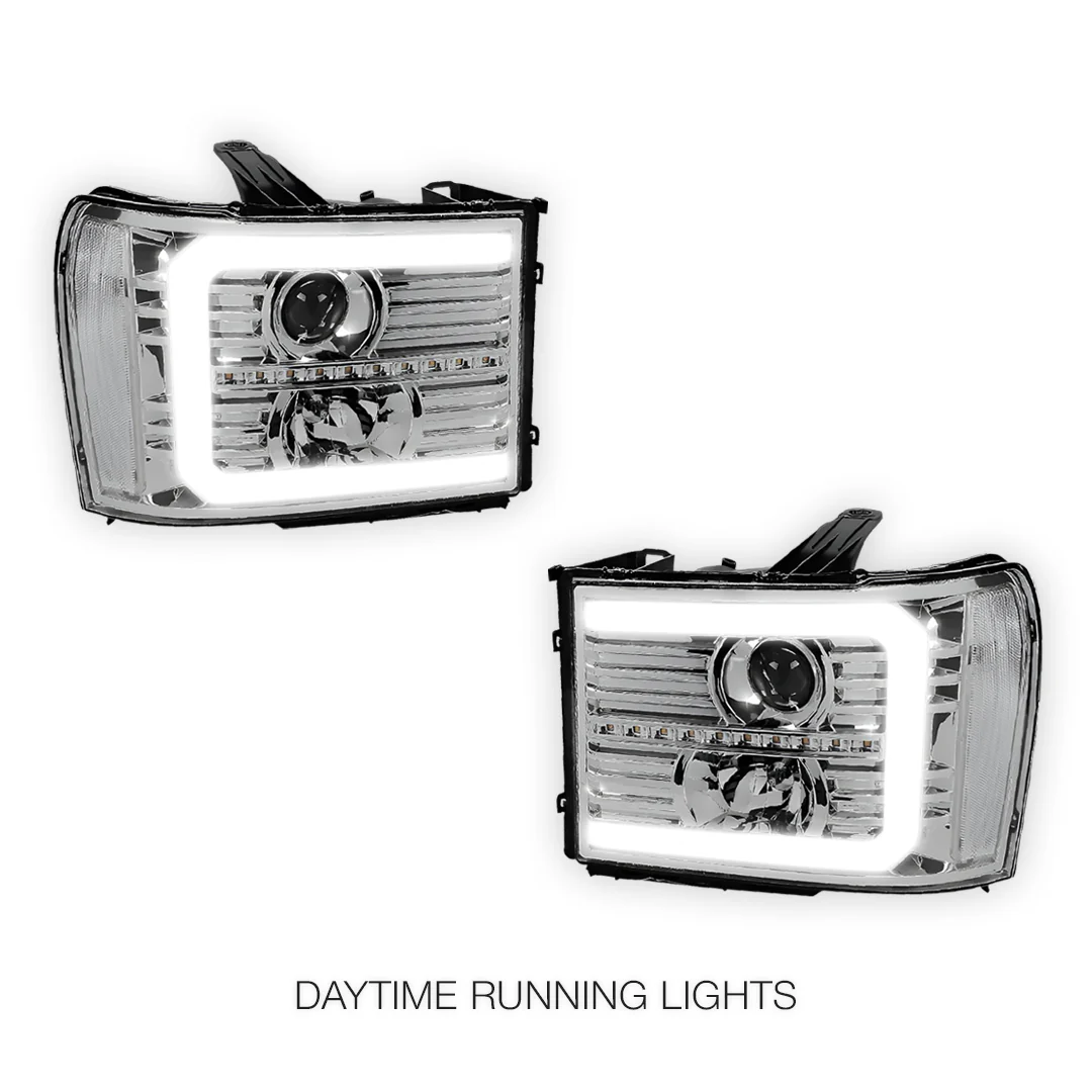 GMC Sierra 2500 Denali / SLE / SLT (2007 - 2014) LED DRL Sequential Signal Projector Headlights LH + RH - Image 15