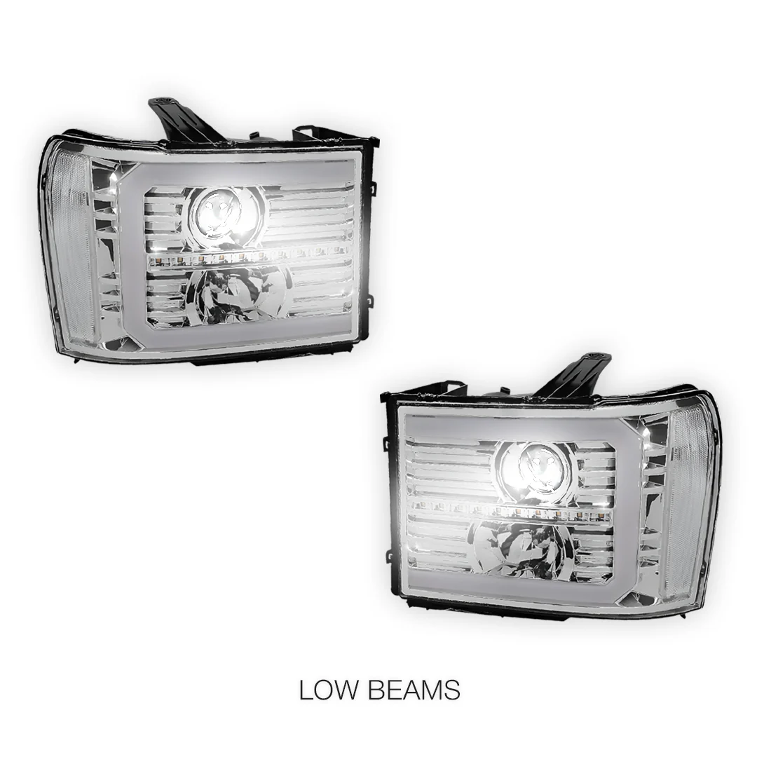 GMC Sierra 2500 Denali / SLE / SLT (2007 - 2014) LED DRL Sequential Signal Projector Headlights LH + RH - Image 17