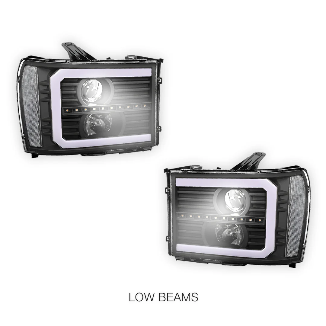 GMC Sierra 2500 Denali / SLE / SLT (2007 - 2014) LED DRL Sequential Signal Projector Headlights LH + RH - Image 5