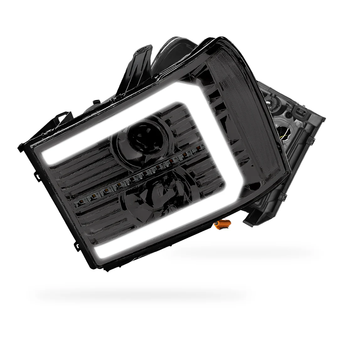 GMC Sierra 2500 Denali / SLE / SLT (2007 - 2014) LED DRL Sequential Signal Projector Headlights LH + RH - Image 7