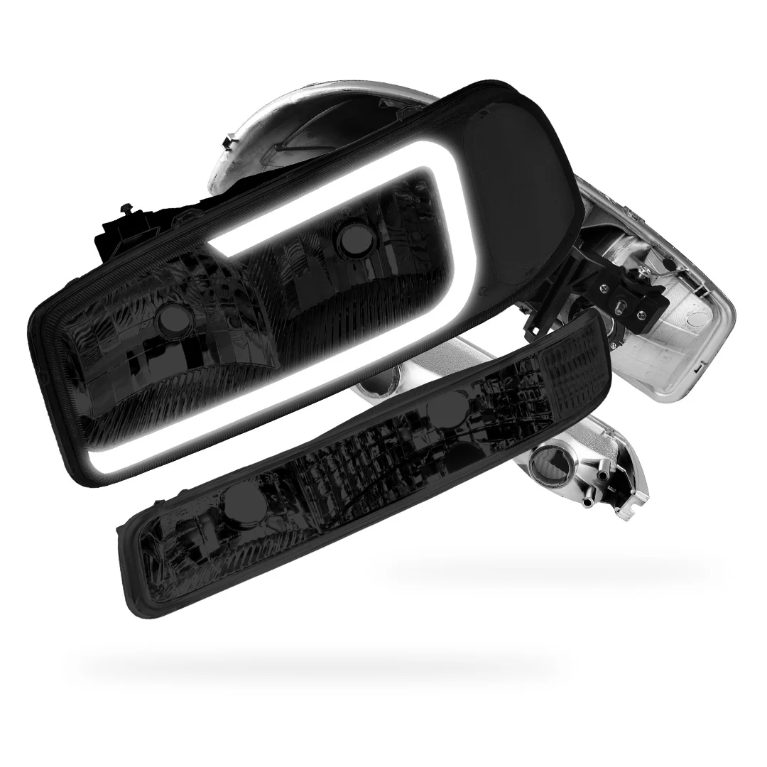 GMC Sierra 2500 SL / SLE / SLT (1999 - 2004) Pair LED DRL Headlights LH + RH - Image 13