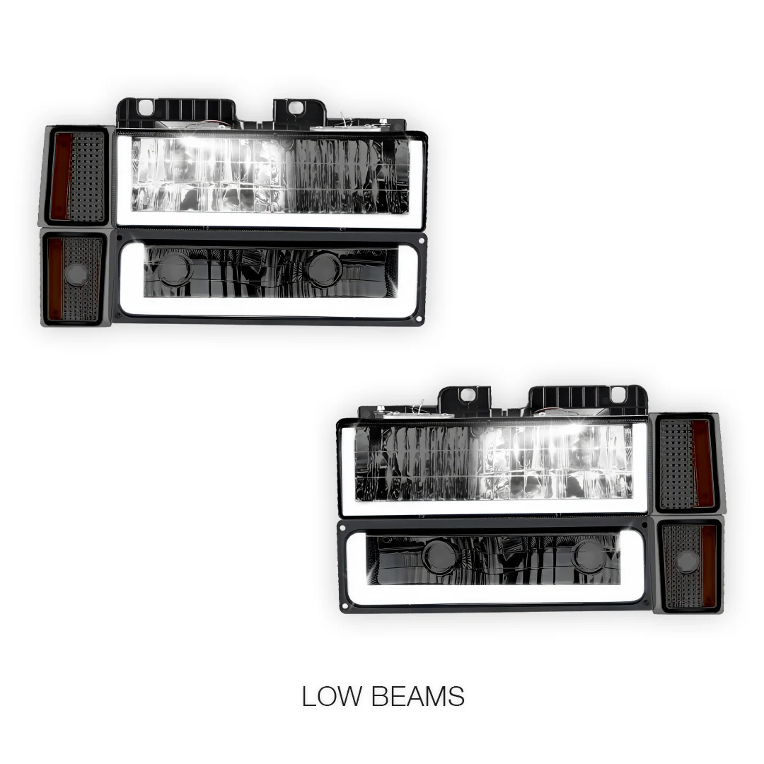 GMC Yukon Denali / SLE / SLT (1994 - 1999) U - LED Bar DRL Headlights LH + RH - Image 4