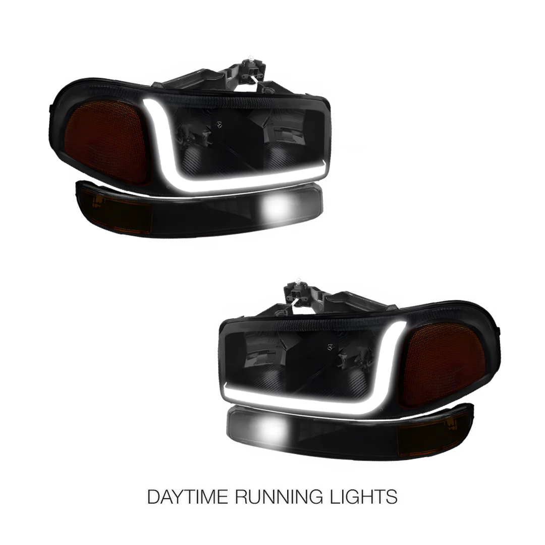 GMC Yukon SL / SLE / SLT (1999 - 2006) LED DRL Headlights LH + RH - Image 8
