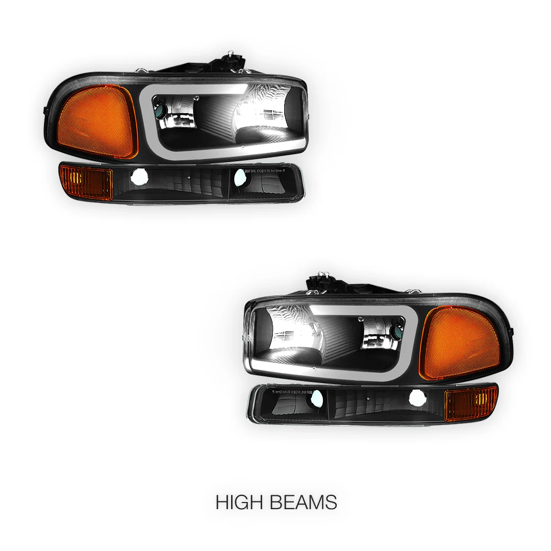 GMC Yukon XL 1500 SLE / SLT (2000 - 2006) Pair LED DRL Headlights LH + RH - Image 5