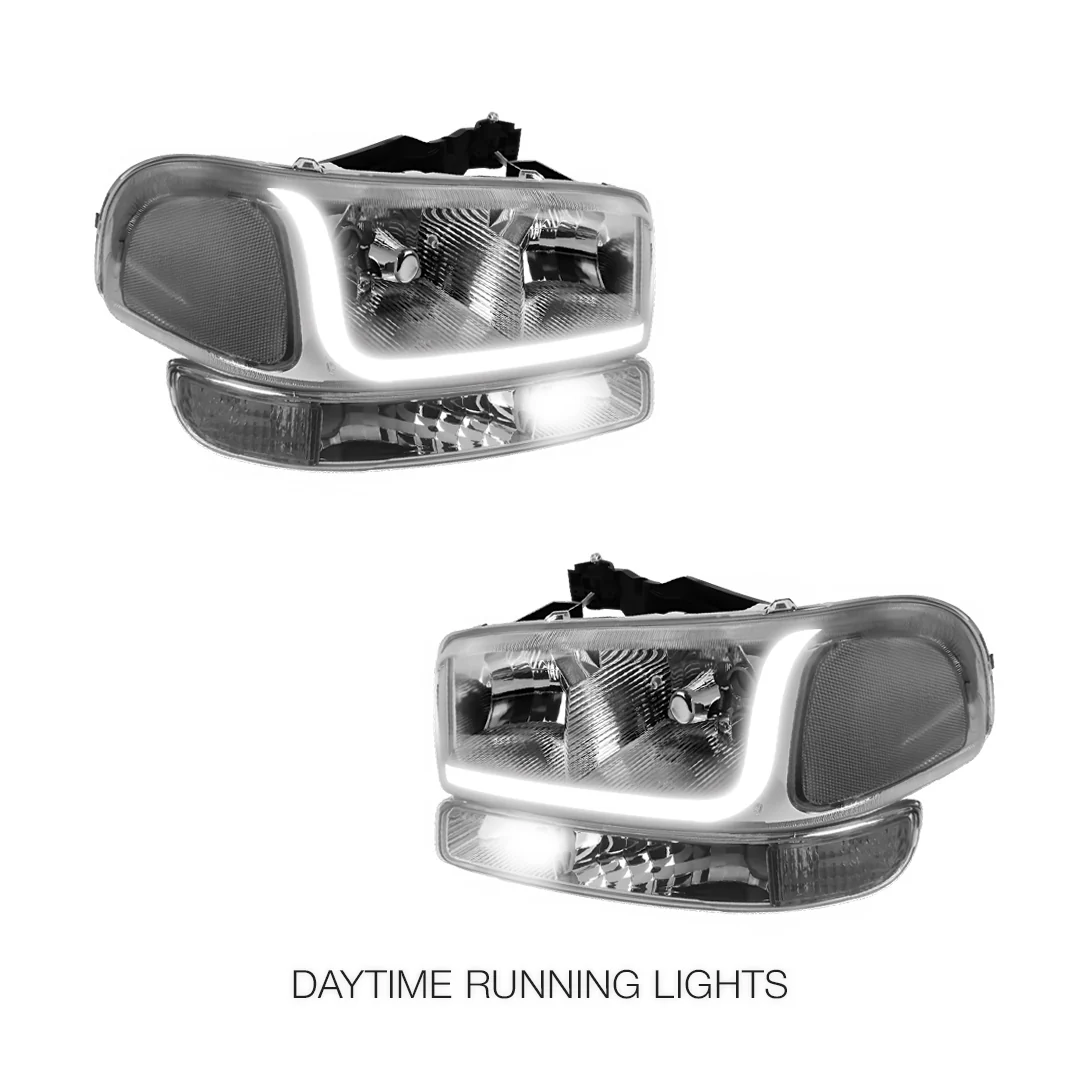 GMC Yukon XL 2500 SLE / SLT (2000 - 2006) LED DRL Headlights LH + RH - Image 26