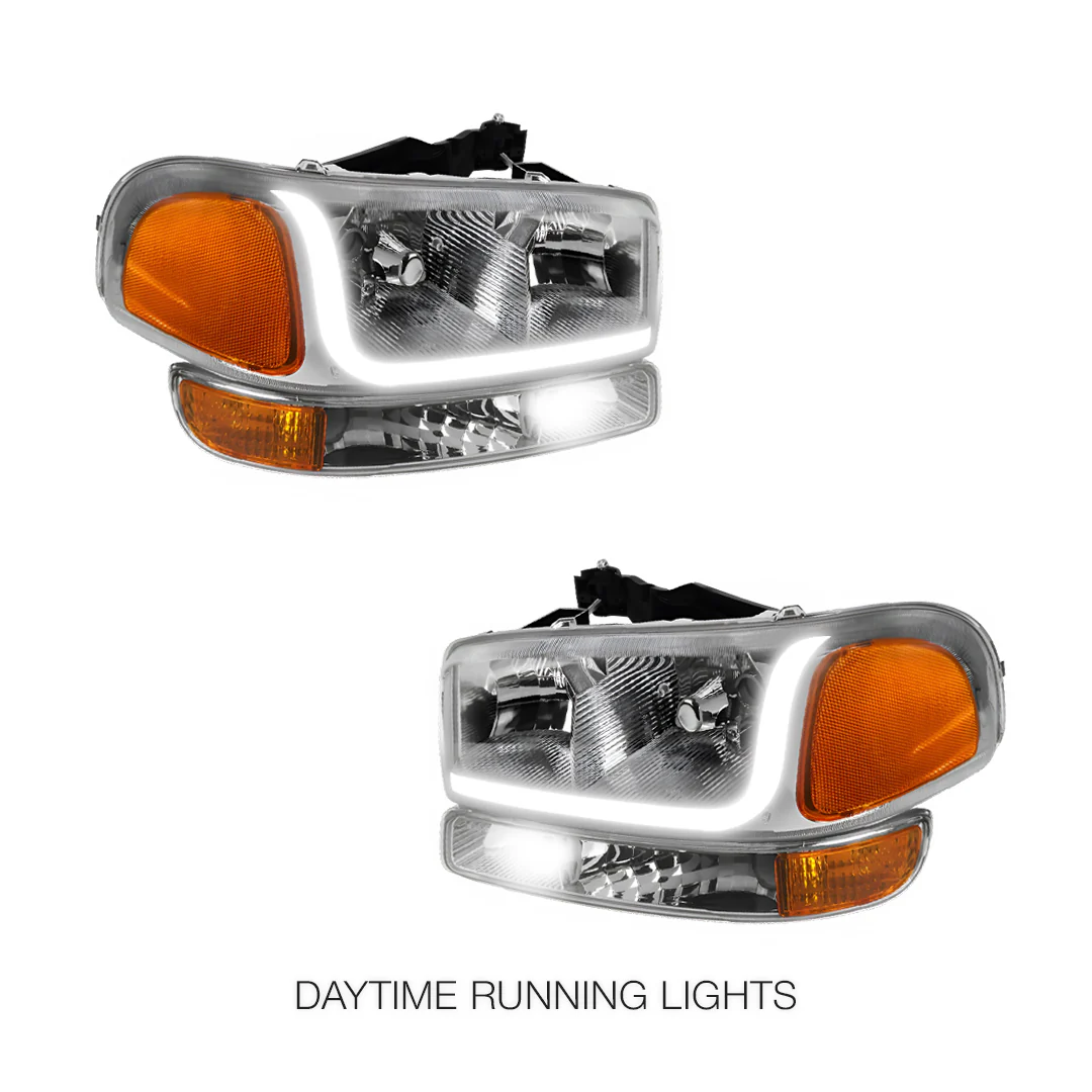 GMC Yukon XL 2500 SLE / SLT (2000 - 2006) LED DRL Headlights LH + RH - Image 32
