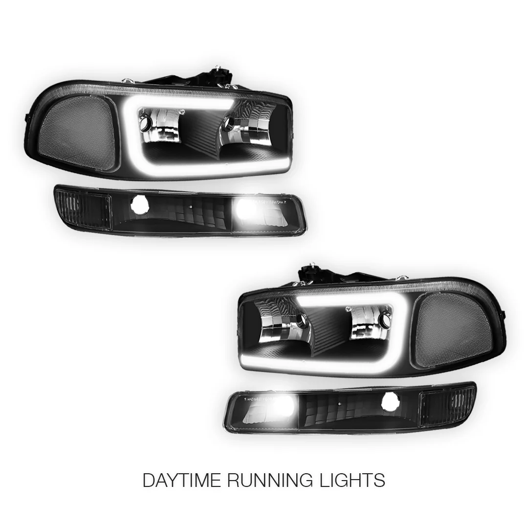 GMC Yukon XL 2500 SLE / SLT (2000 - 2006) Pair LED DRL Headlights LH + RH - Image 14