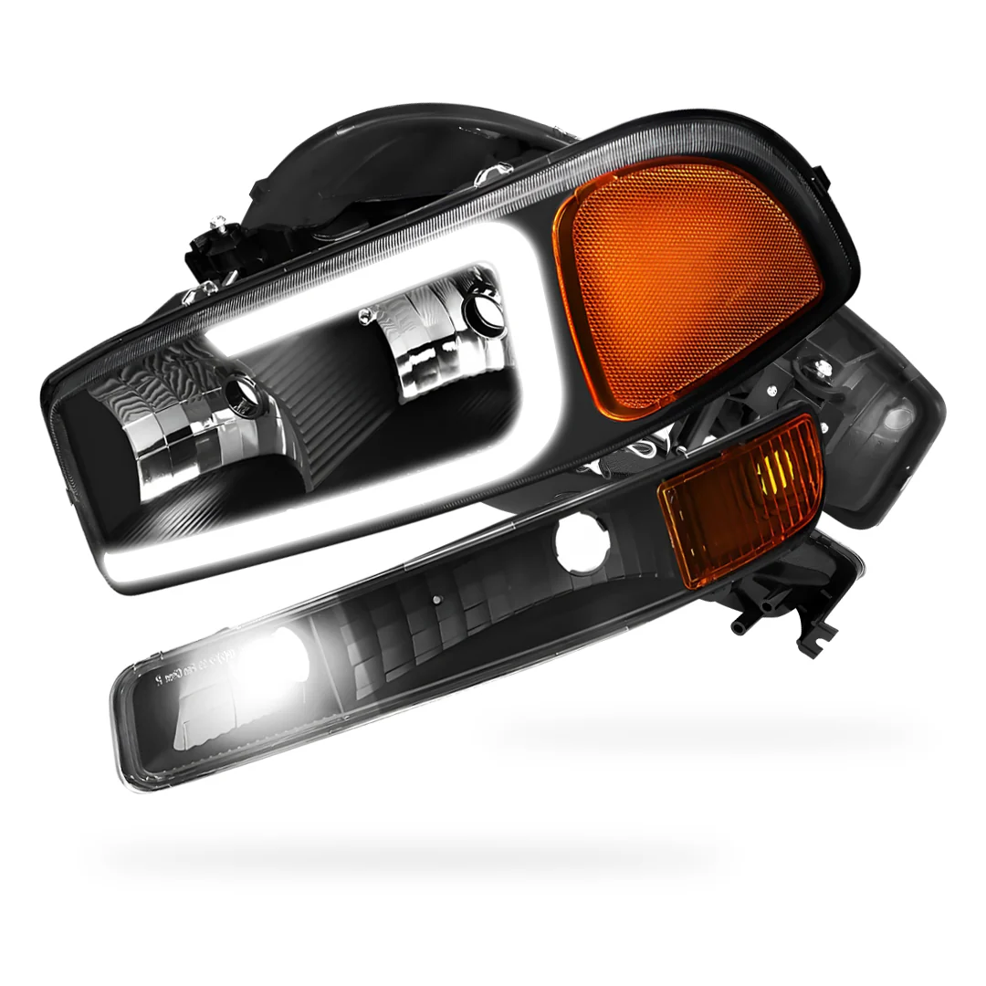 GMC Yukon XL 2500 SLE / SLT (2000 - 2006) Pair LED DRL Headlights LH + RH - Image 7