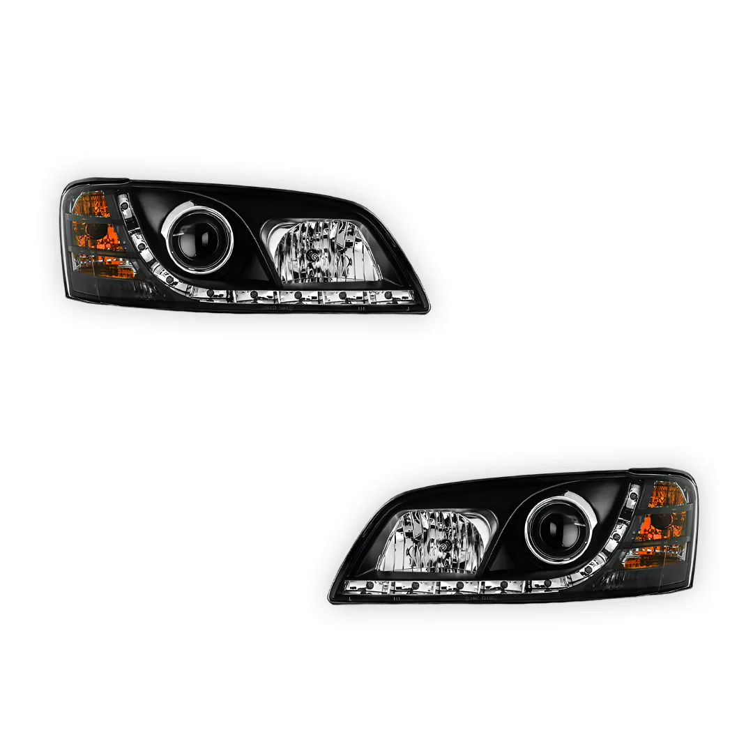 Holden Commodore VE Series 1 (2006 - 2009) Black DRL LED Projector Headlights LH + RH - Image 12