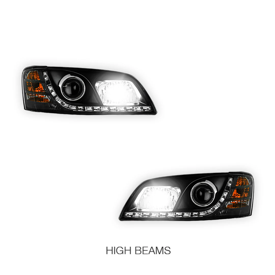 Holden Commodore VE Series 1 (2006 - 2009) Black DRL LED Projector Headlights LH + RH - Image 5