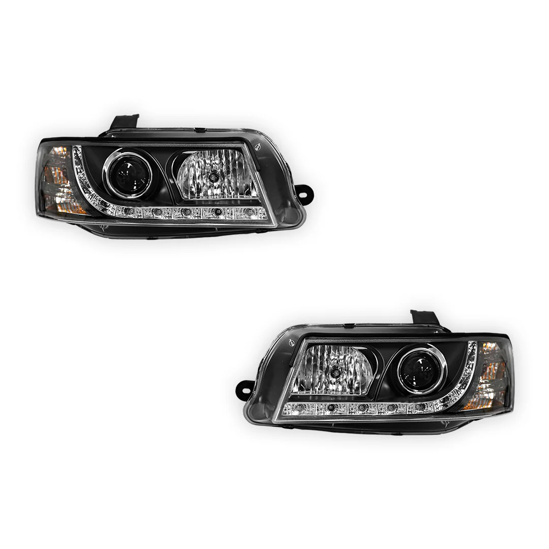 Holden Commodore VZ (2004 - 2007) Black DRL LED Projector Headlights LH + RH - Image 6