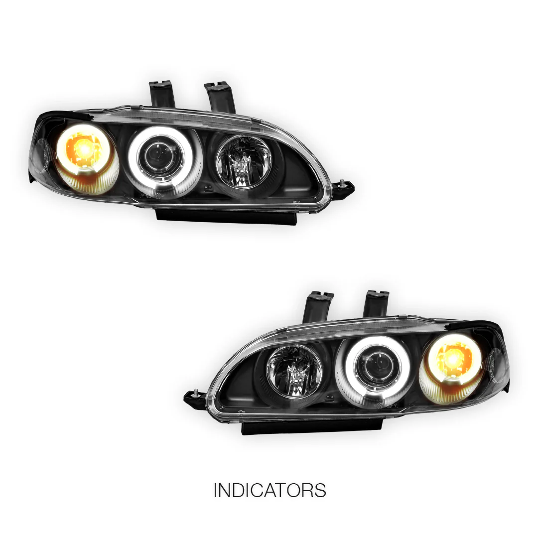 Honda Civic EG (1992 - 1995) LED DRL Angel-Eyes Projector Headlights LH + RH - Image 3