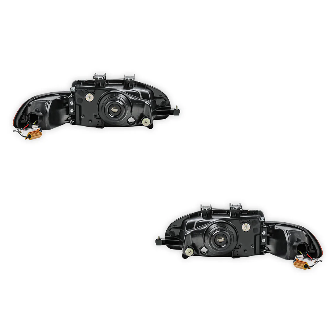 Honda Civic EG Hatchback (1991 - 1995) Black OEM Style Headlights and Amber Corner Lights LH + RH - Image 3