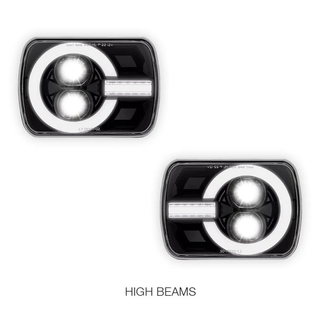 Jeep Cherokee XJ (1984 - 2001) LED Headlights Halo DRL  LH + RH - Image 5
