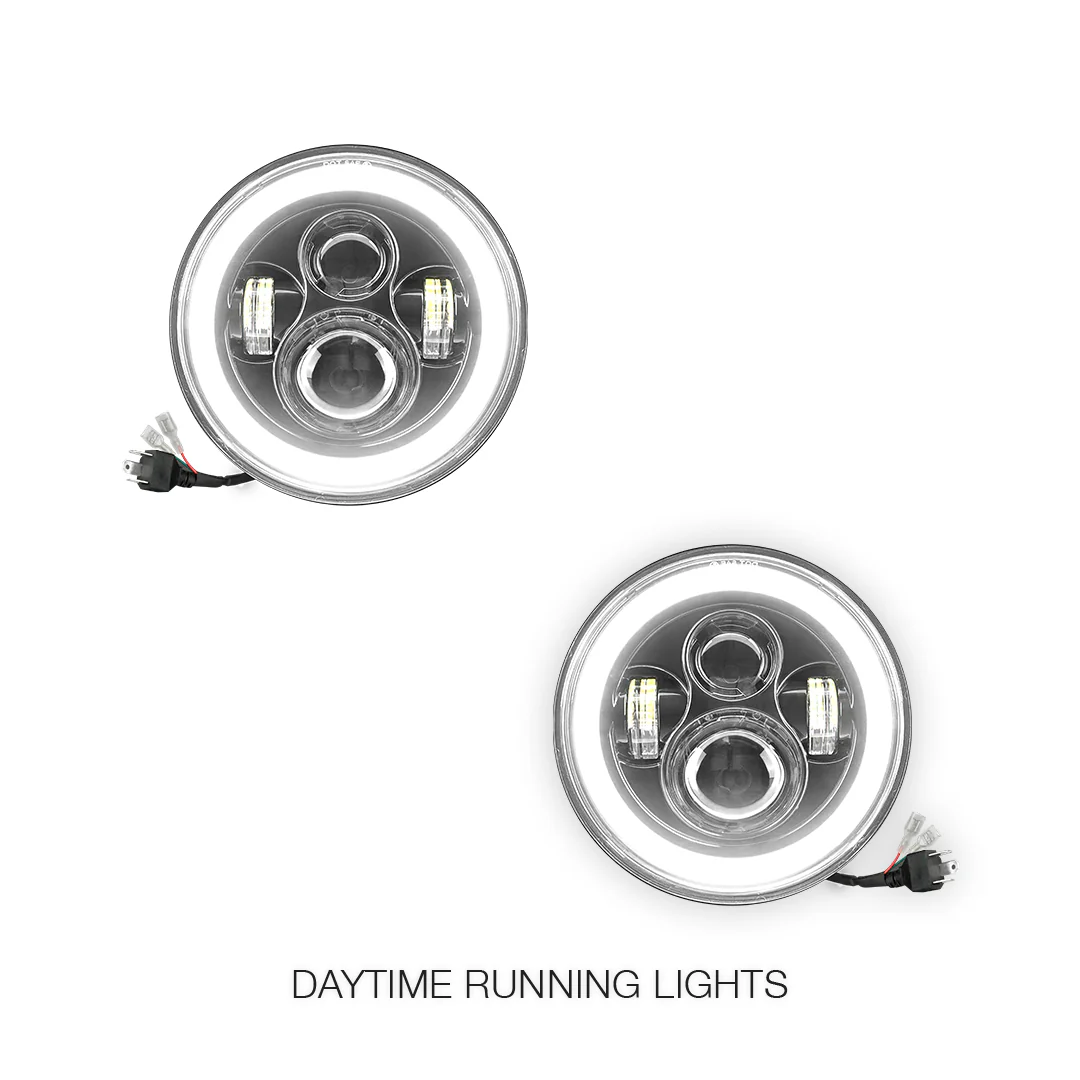 Jeep Wrangler JK 2-Door (2007 - 2018) 7" Round LED Headlights LH + RH - Image 7