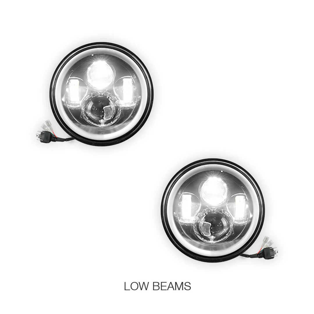 Jeep Wrangler JK 2-Door (2007 - 2018) 7" Round LED Headlights LH + RH - Image 9