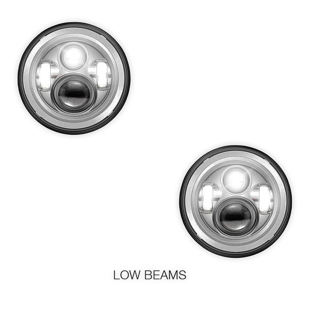 Jeep Wrangler JK 2-Door (2007 - 2018) 7" Round LED Headlights LH + RH - Image 4