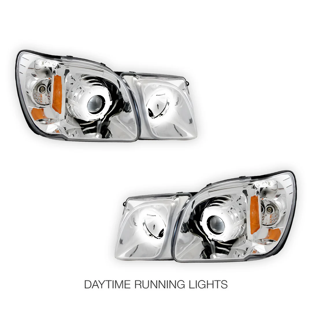 Lexus LX470 J100 (1998 - 2007) CCFL Angel-Eyes DRL Projector Headlights LH + RH - Image 3