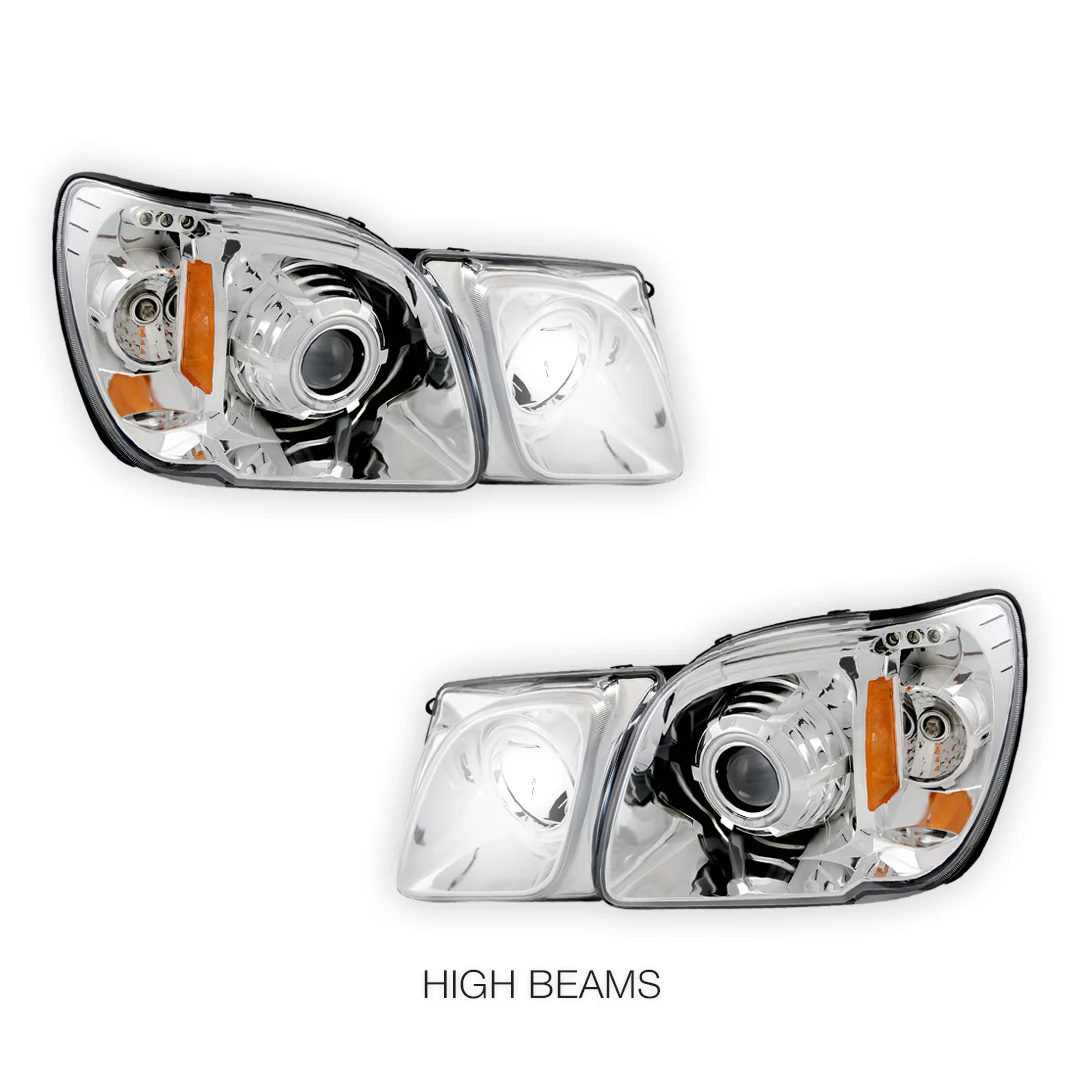 Lexus LX470 J100 (1998 - 2007) CCFL Angel-Eyes DRL Projector Headlights LH + RH - Image 6