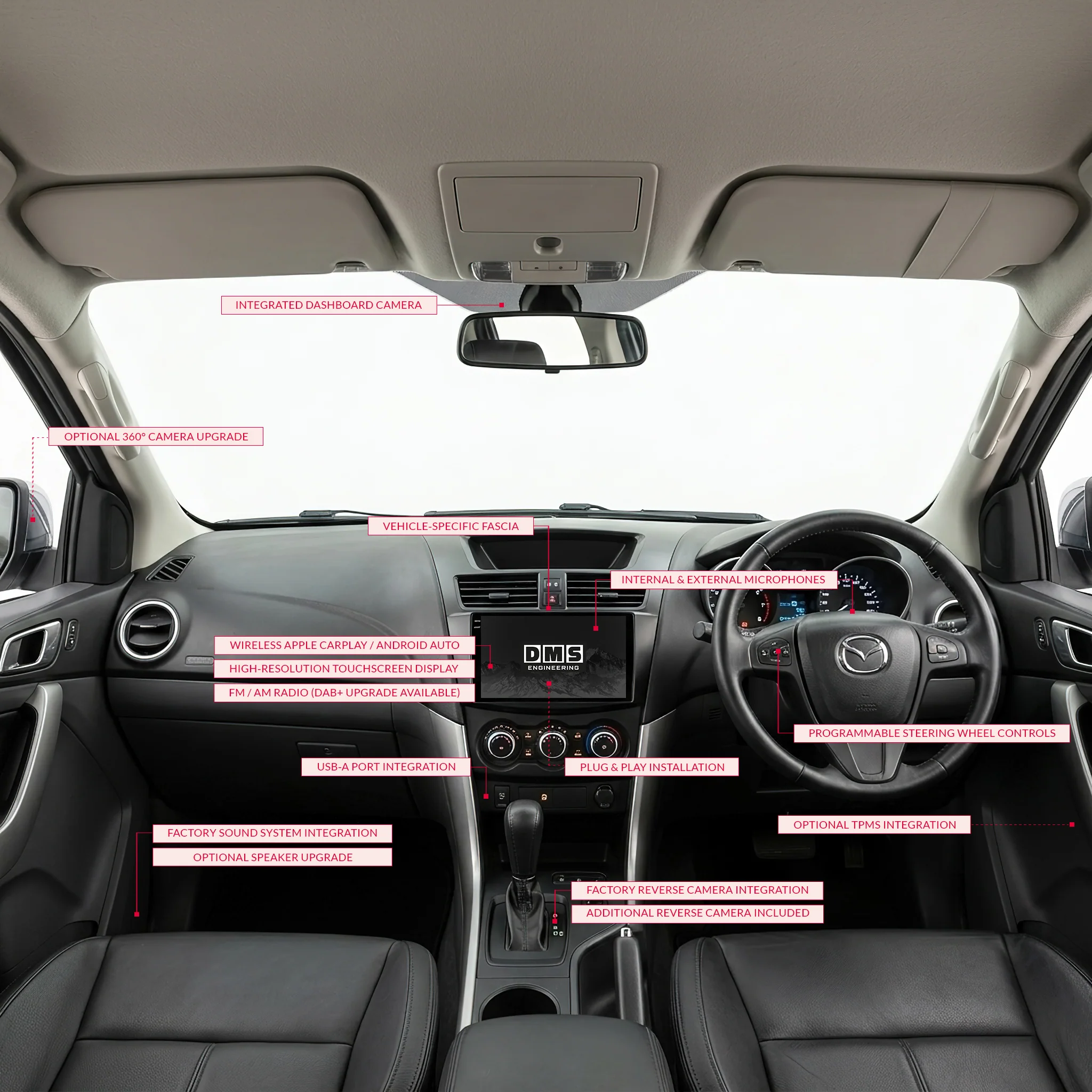 Mazda BT-50 (2012 - 2019) 9" 13.3" Wireless Android 16 Head Unit for Apple CarPlay / Android Auto for Factory No Screen - Image 9