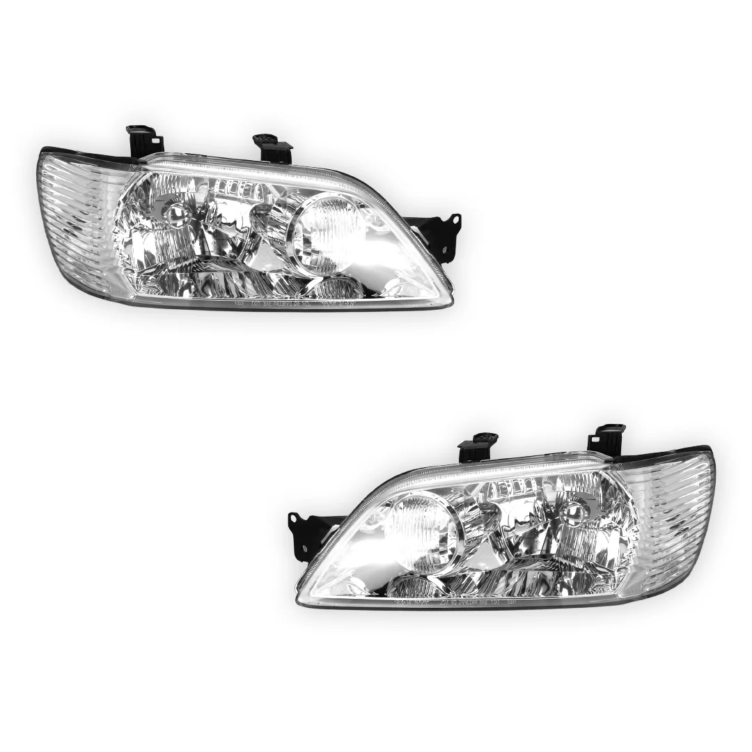 Mitsubishi Lancer CG (2002 - 2003) Clear / Chrome OEM Style Headlights LH + RH - Image 2