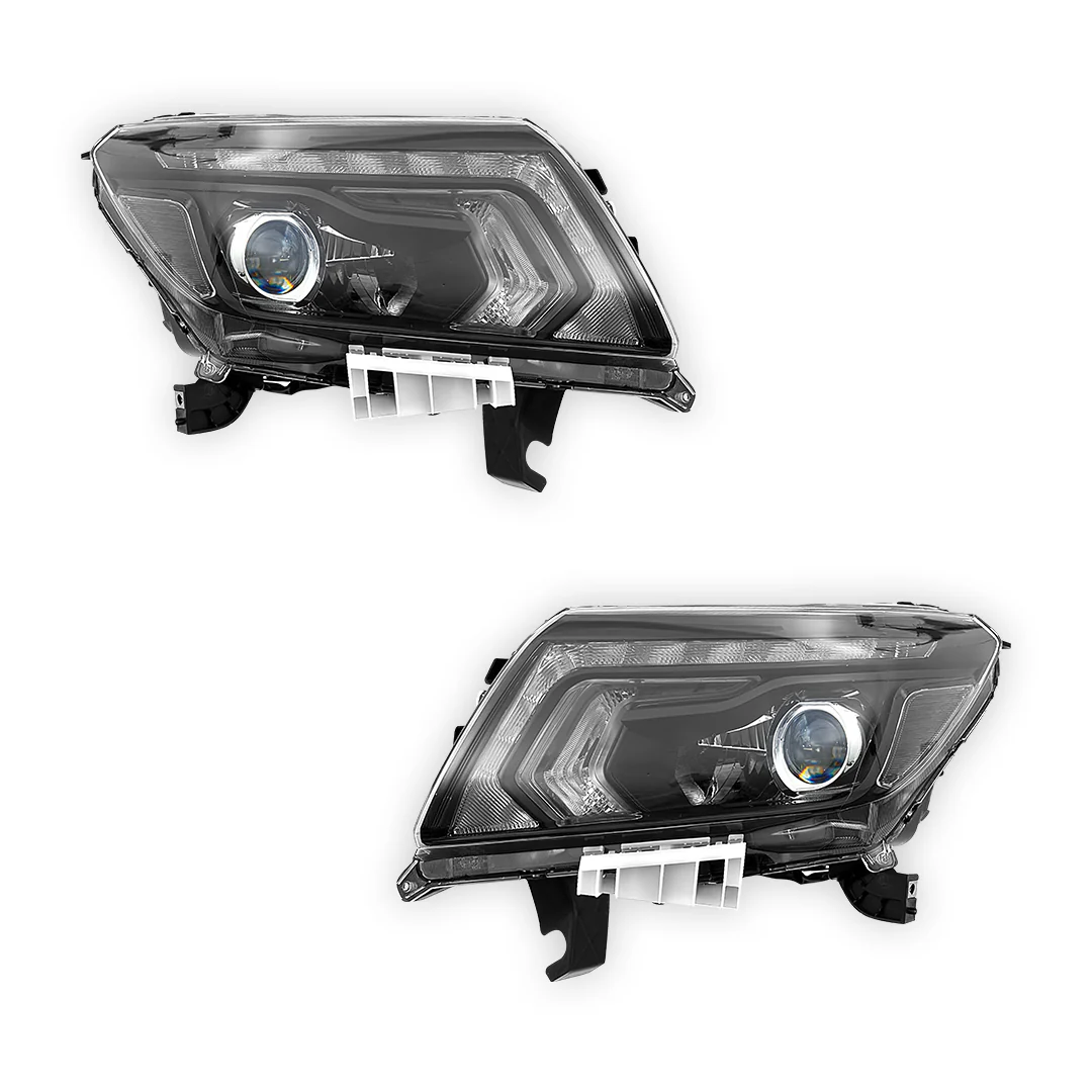 Nissan Navara D23 NP300 (2017 - 2021) Black LED OEM Style Headlights LH + RH - Image 2