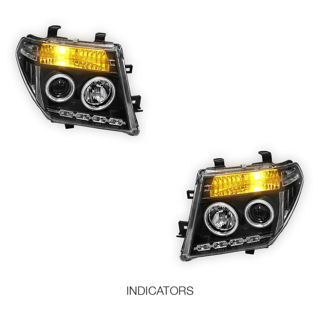 Nissan Pathfinder R51 (2005 - 2009) Black CCFL Angel Eyes Projector Headlights LH + RH - Image 3