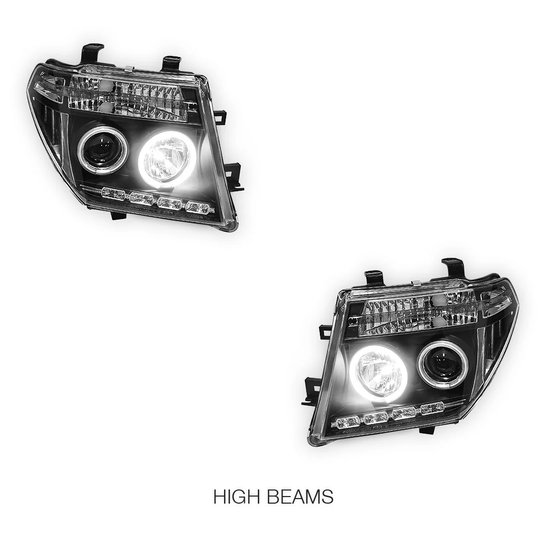 Nissan Pathfinder R51 (2005 - 2009) Black CCFL Angel Eyes Projector Headlights LH + RH - Image 5